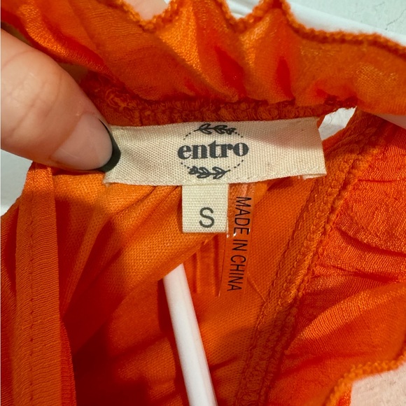 Entro Women Orange Sleeveless Ruffle Halter Neck Tie Back Tiered Maxi Dress SZ S - Picture 3 of 3